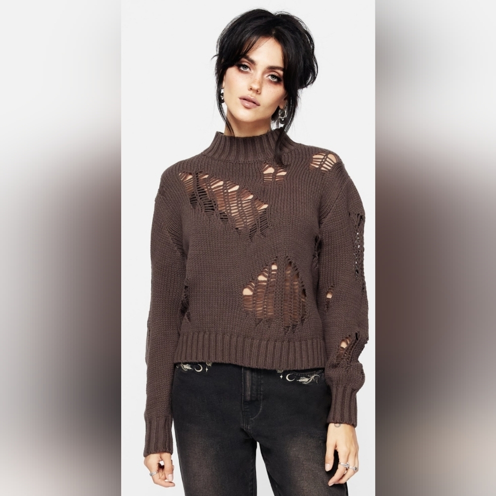 Disturbia Pris Distressed Knit Sweater